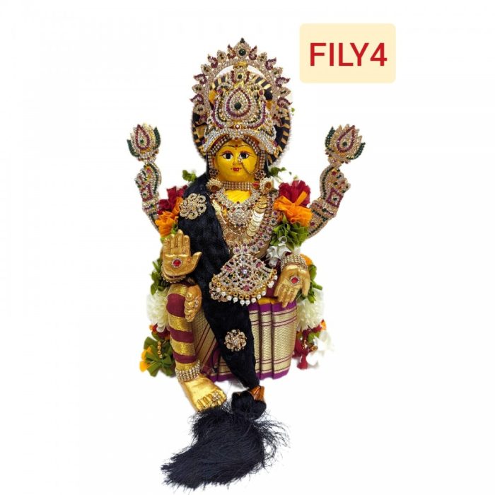 Varalakshmi Ammavari Idol Yellow Colour with Maroon Border (Size 15 Inchs) - Image 4