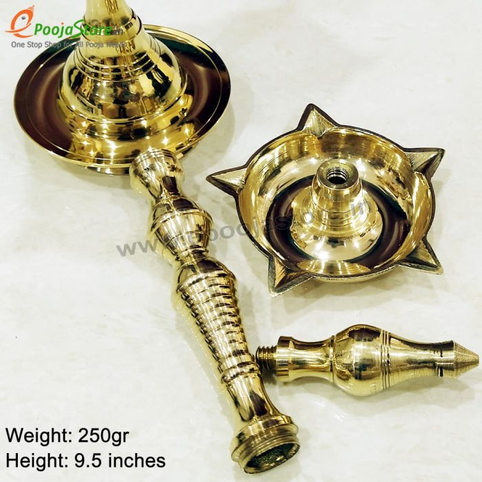 Brass Decorative Fancy Kerala Diya / Oil  Lamp Pack Of 1 (Size 10.5 Inchs) - Image 2