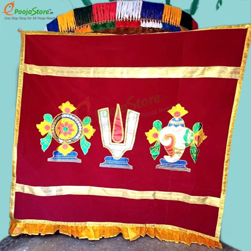 Satin Perumal Temple Curtain, Temple Velvet Curtain