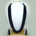 Semi Precious Black Spinel Necklace Set (10 Layers)
