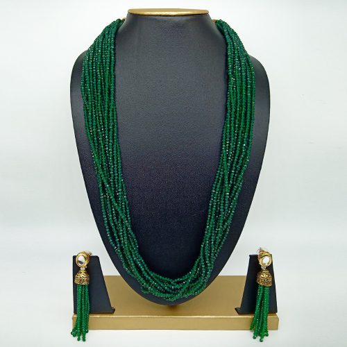 Semi Precious Emerald Necklace Set (10 Layers)