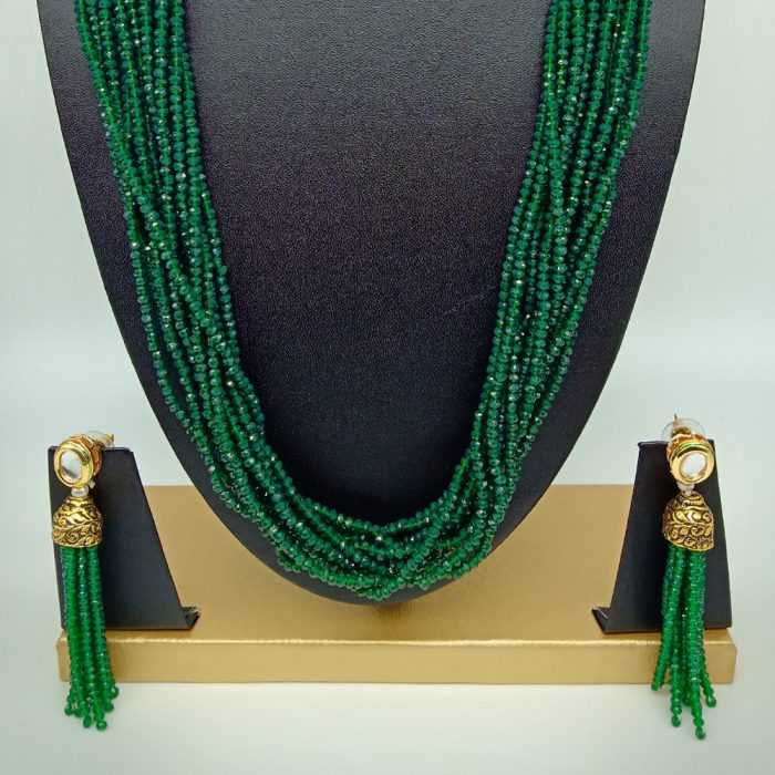 Semi Precious Emerald Necklace Set (10 Layers) - Image 4