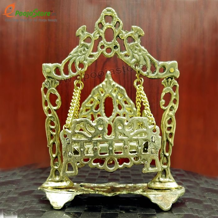 Pure Brass Swing Jhula For God Idols, Home and Mandir Decoration (Small) - Image 2