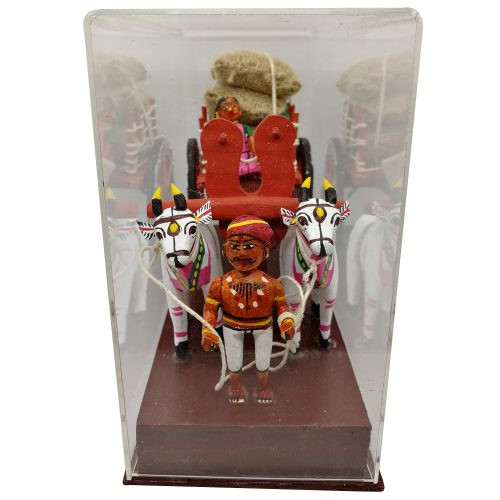 Bullock Cart Carrying Harvest With Acrylic Box