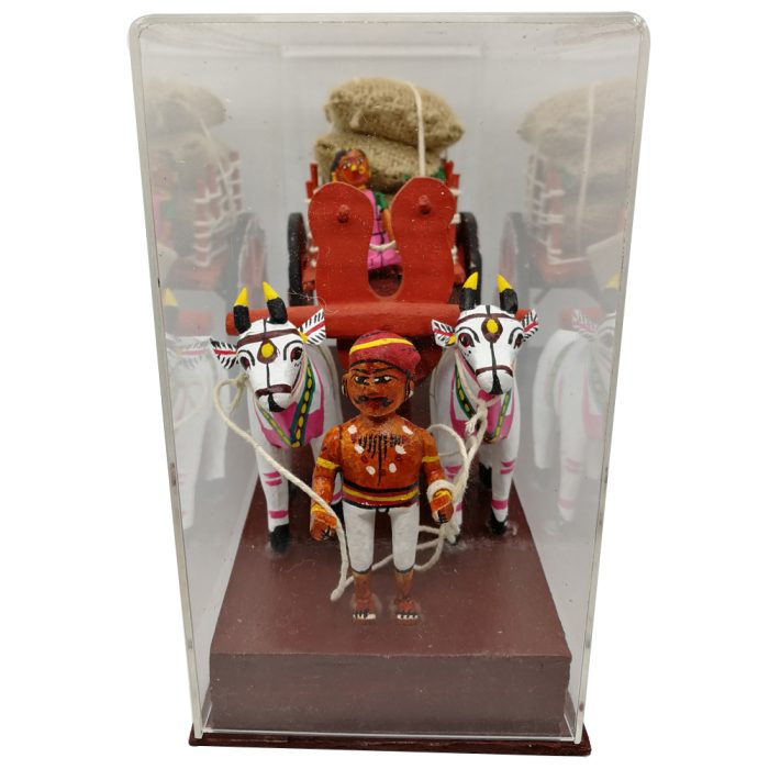 Bullock Cart Carrying Harvest With Acrylic Box