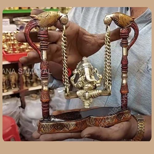Decorative Ganesha Idol on Brass Swing