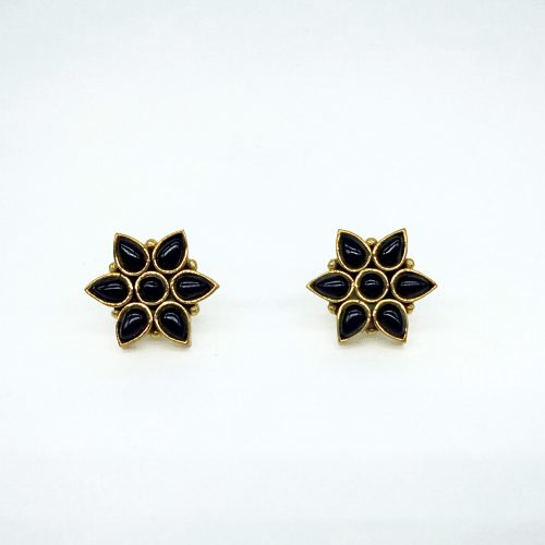 Black Onyx Flower Stud