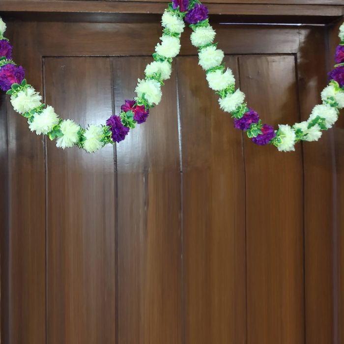 Decorative Artificial Flowers White and Purple Colour (73 Inchs)