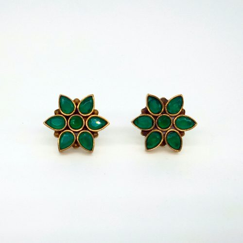 Emerald Flower Stud
