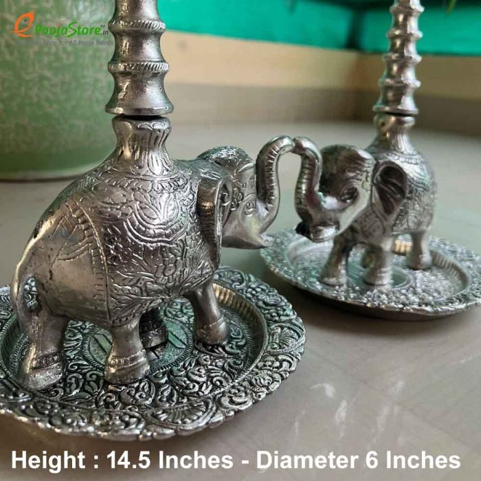 Mangalachari Elephant Samayees With Plate(Pair) - Image 3