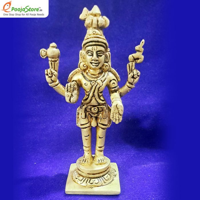 Brass Standing Shiva and Parvathi Idols - Image 2