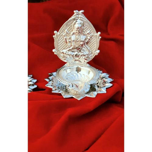 German Silver Lotus Lakshmi Diya