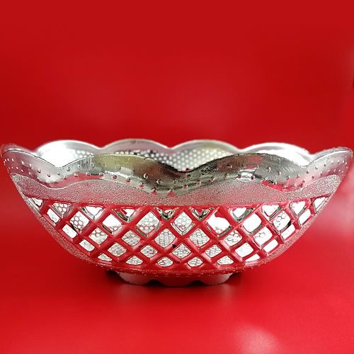 Decorative Round Tray (Silver Colour)