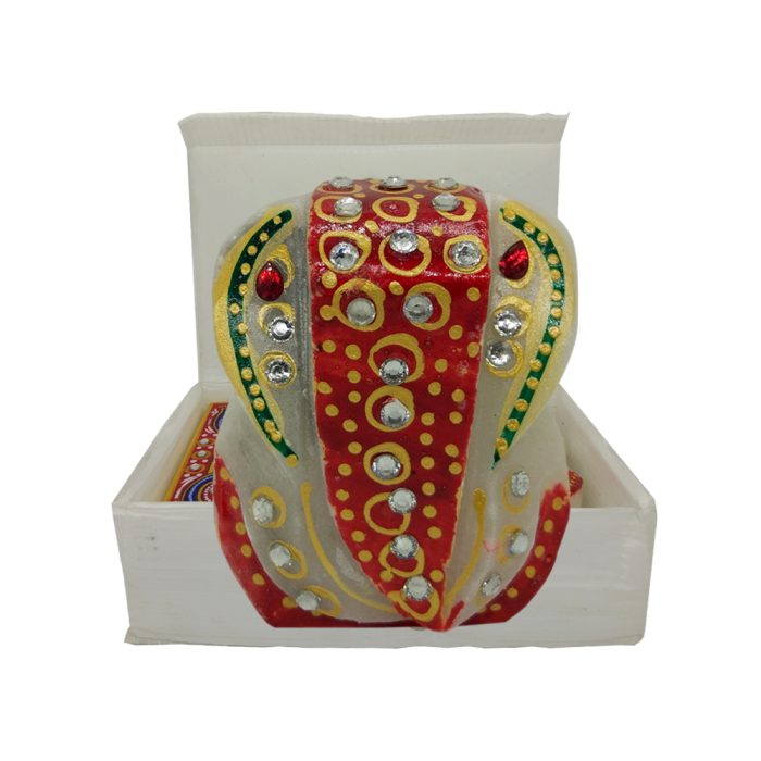 Meenakari Work Lord Ganesh Marble Pooja Chowki - Image 4
