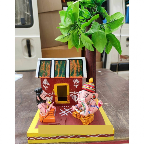 Vyas Ganesh Mahabharat Wood Figurine Kondapally Handcrafts
